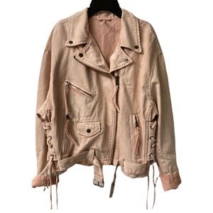 🌟NWOT 🎉 Free People blush denim moto jacket 🌟